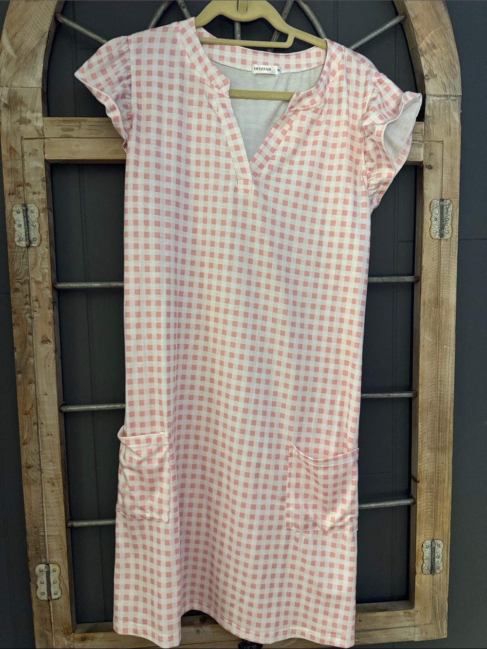 Girls' Pink Gingham Pocket Dress by OCEAN